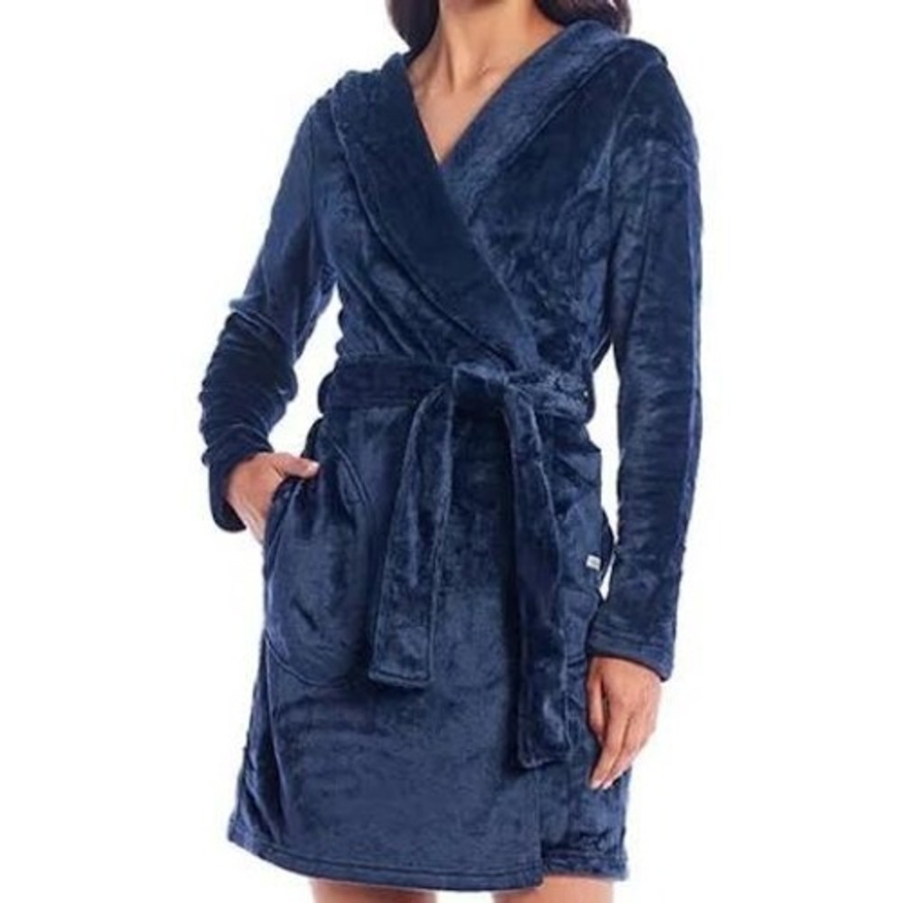 UGG Miranda Hooded Fleece Robe Indigo Blue UA5356W Womens Small‎ New